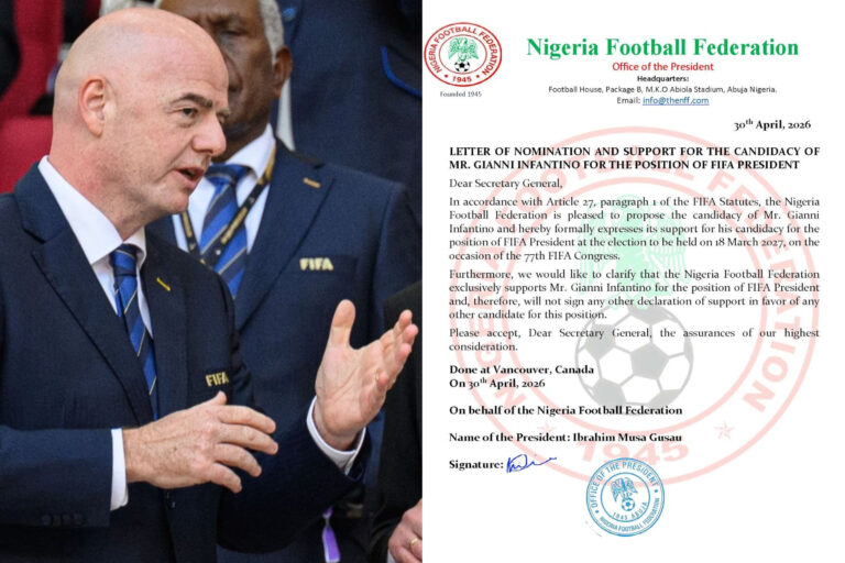 NFF pledges exclusive support for Infantino’s 2027 re-election bid