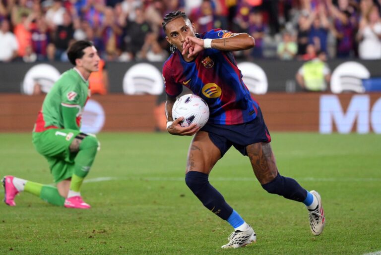Raphinha matches Leo Messi’s Barcelona record to take LaLiga scoring lead